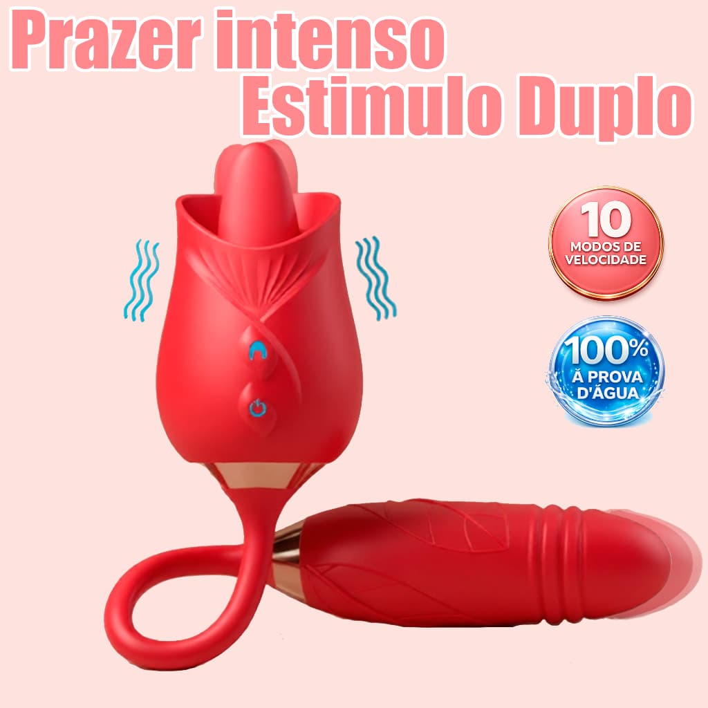 Vibrador Rosa Sugador de Clitóris e Vai e vem 2 em 1
