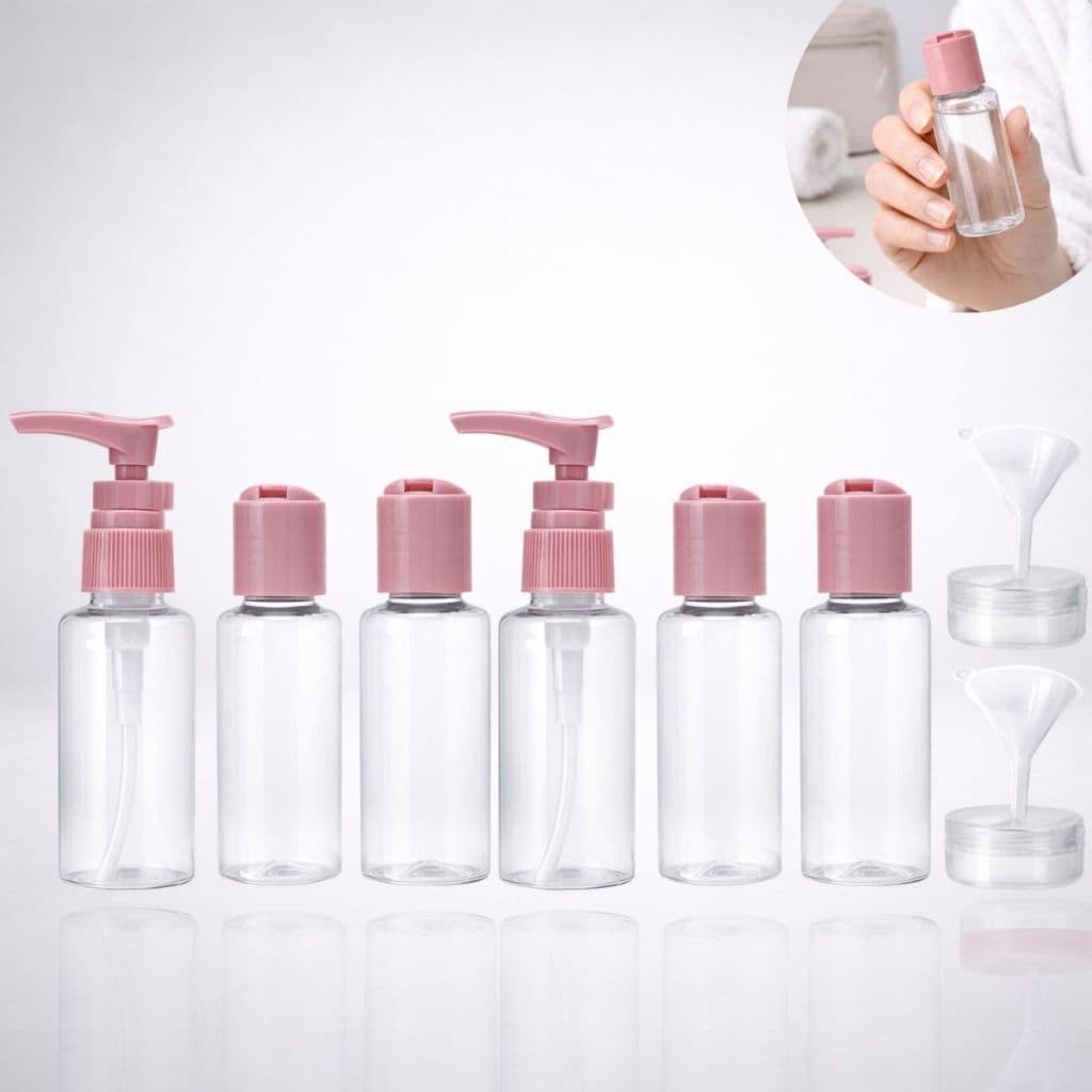 Kit Frascos de Viagem para Shampoo, Creme, Sabonete, Cosméticos + Necessaire