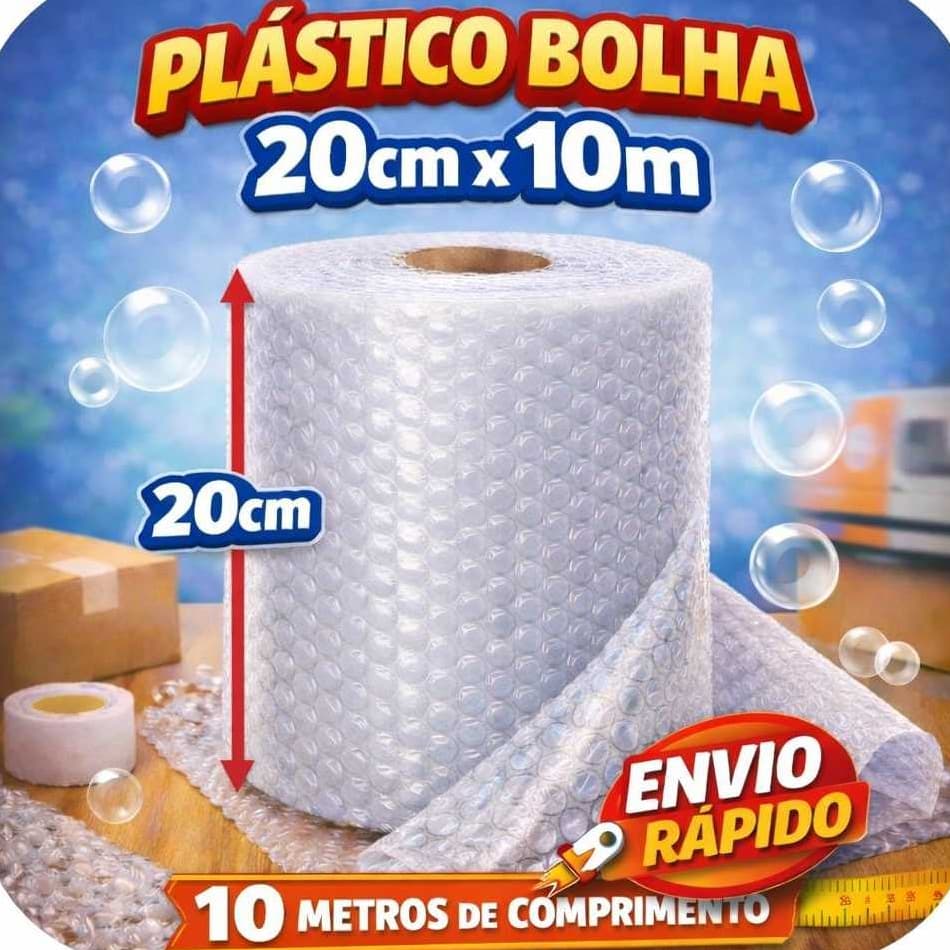 Plástico Bolha 20cm x 10m Resistente Ideal para E-commerce  Mudanças Embalagem Envio Rápido