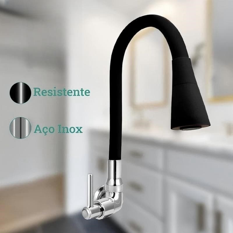 Torneira Gourmet FlexíVel Cozinha Parede Torneira Gourmet De Parede AçO Bancada Monocomando Com Spray FlexíVel