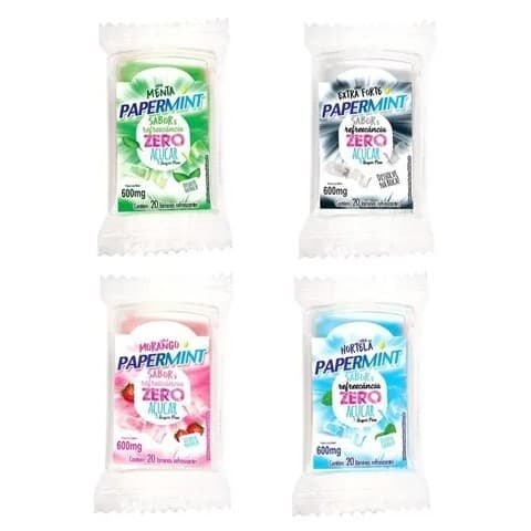 Kit Com 4 Lâminas Refrescantes Hálito Fresco Zero Açúcar Sortidos Paper Mint