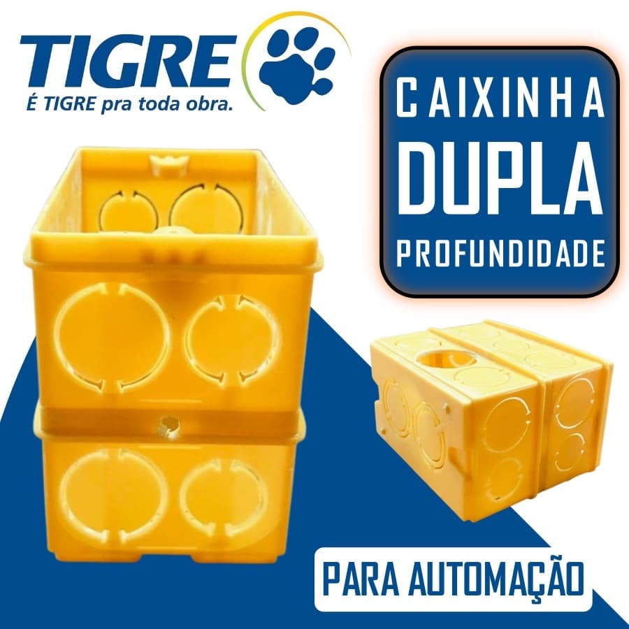Caixinha 4x2 Dupla Profundidade Tigre, Ideal Para Automação 90mm de Profundidade.
