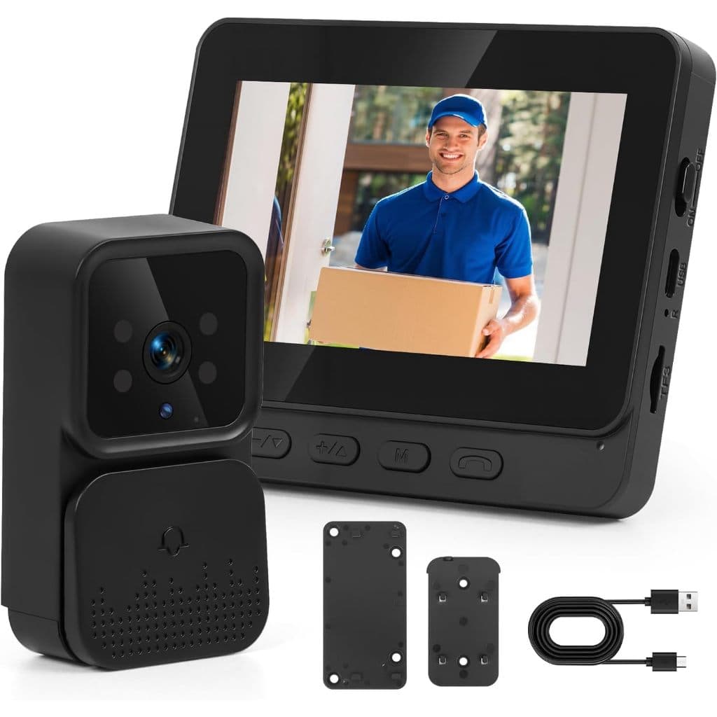 Campainha com Câmera e Tela LCD Vídeo Porteiro Eletrônico com Interfone