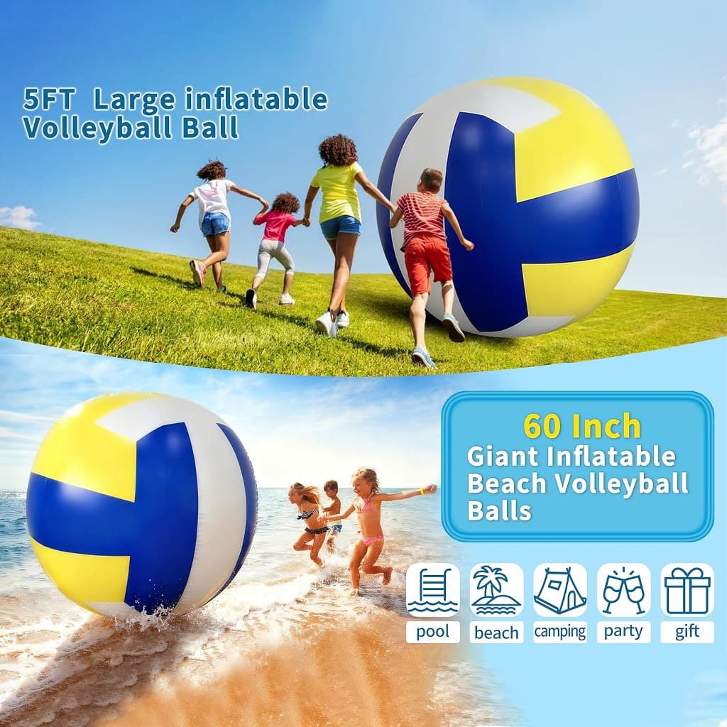 Bola de Praia Grande PVC Espesso Ecológica Cores Vibrantes para Praia Escola e Voleibol Inflável Gigante