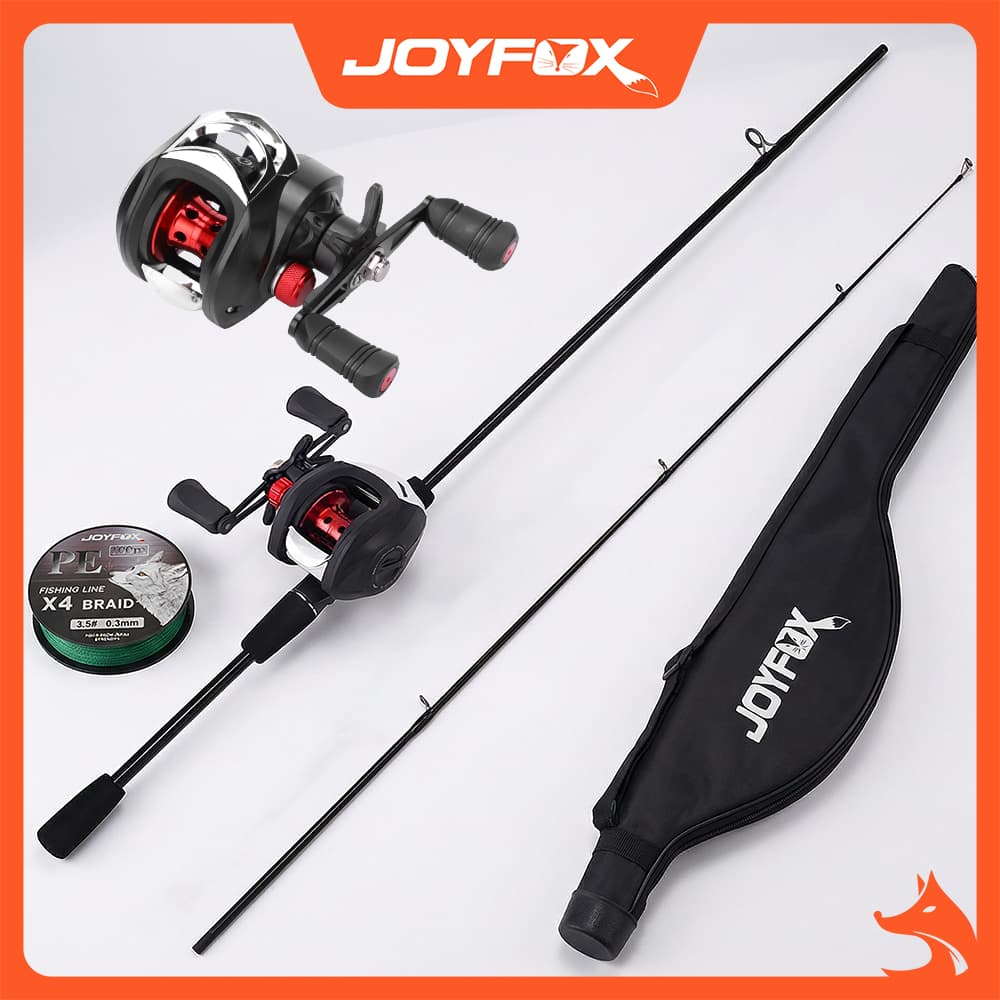 Kit Pesca Carretilha JOYFOX Vara + Molinete Baitcasting + Linha + Bolsa