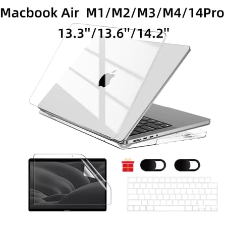 Brilhante Case Capa Macbook Acrílico + Capa Teclado e Pelicula de Gel Macbook Air M1/M2/M3/M4/14.2Pro