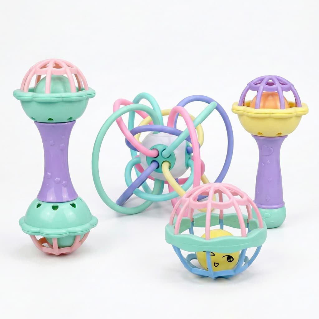 Manhattan Ball - Bola de Dentição, Guizo e Brinquedo Educativo Táctil para Bebê 0-3 Anos