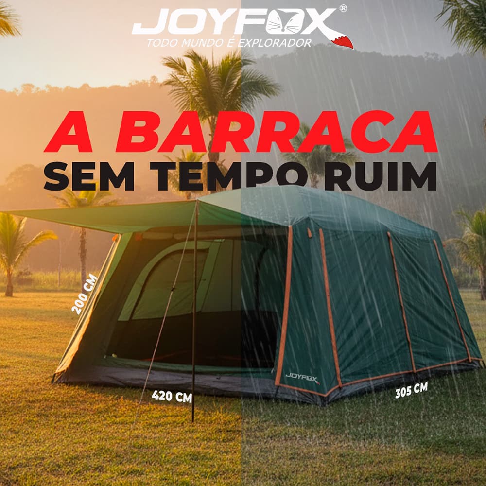 Barraca Camping Acampamento Luxe 12-16 Pessoas JOYFOX Tenda Familiar Grande Varanda 420x305x200cm