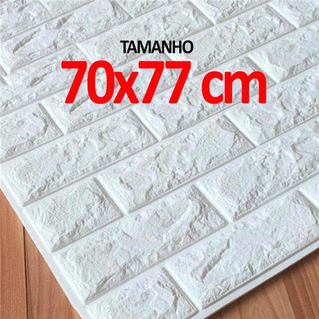 Kit 12 Placas 3D Tijolo Branco Adesivo Autocolante Decoração Quarto Sala Banheiro à Prova D'água