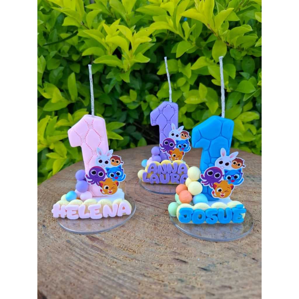 Vela de Biscuit Bolo Fofo / topo de bolo personalizado, festa, aniversário