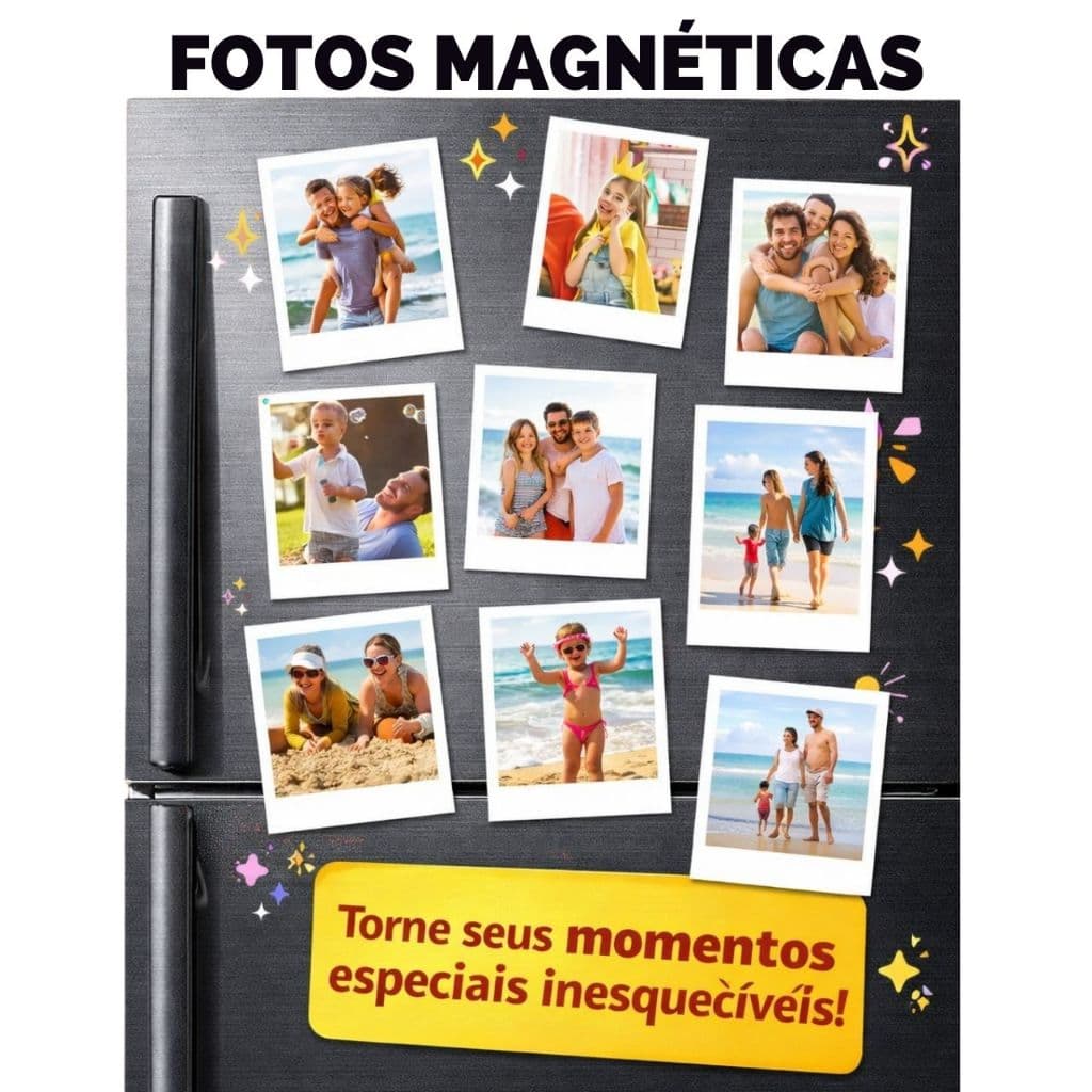 Kit Fotos Magnéticas Retrô - Personalizadas com Suas Fotos