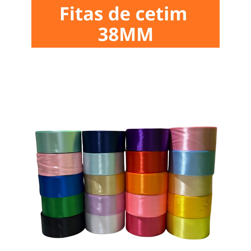 Fita de Cetim 38mm Premium – Cores à Escolha | 1, 2 ou 5 Rolos