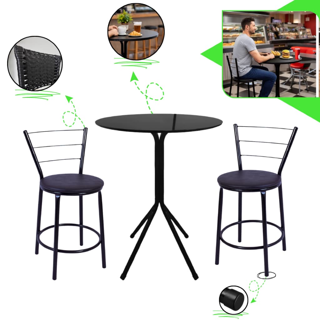 Conjunto 2 Banqueta 3 Arames + Mesa Bistrô Modelo Baixa Confortável Festas Natal Ano Novo