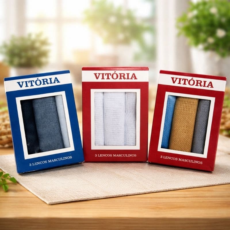 Lenços de Bolso Masculino Caixa Vitória Branco Colorido