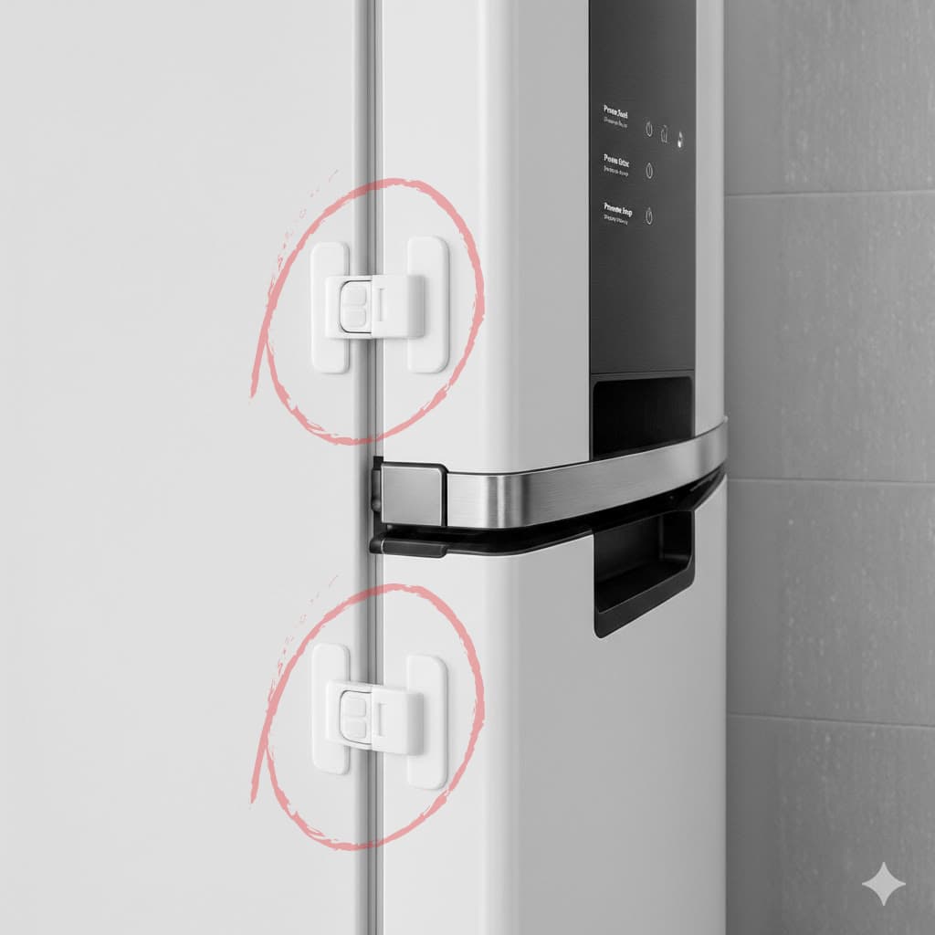 Kit 2 Travas Segurança Geladeira Criança Infantil Adesivo Fácil Instalação Gavetas Armario Multiuso