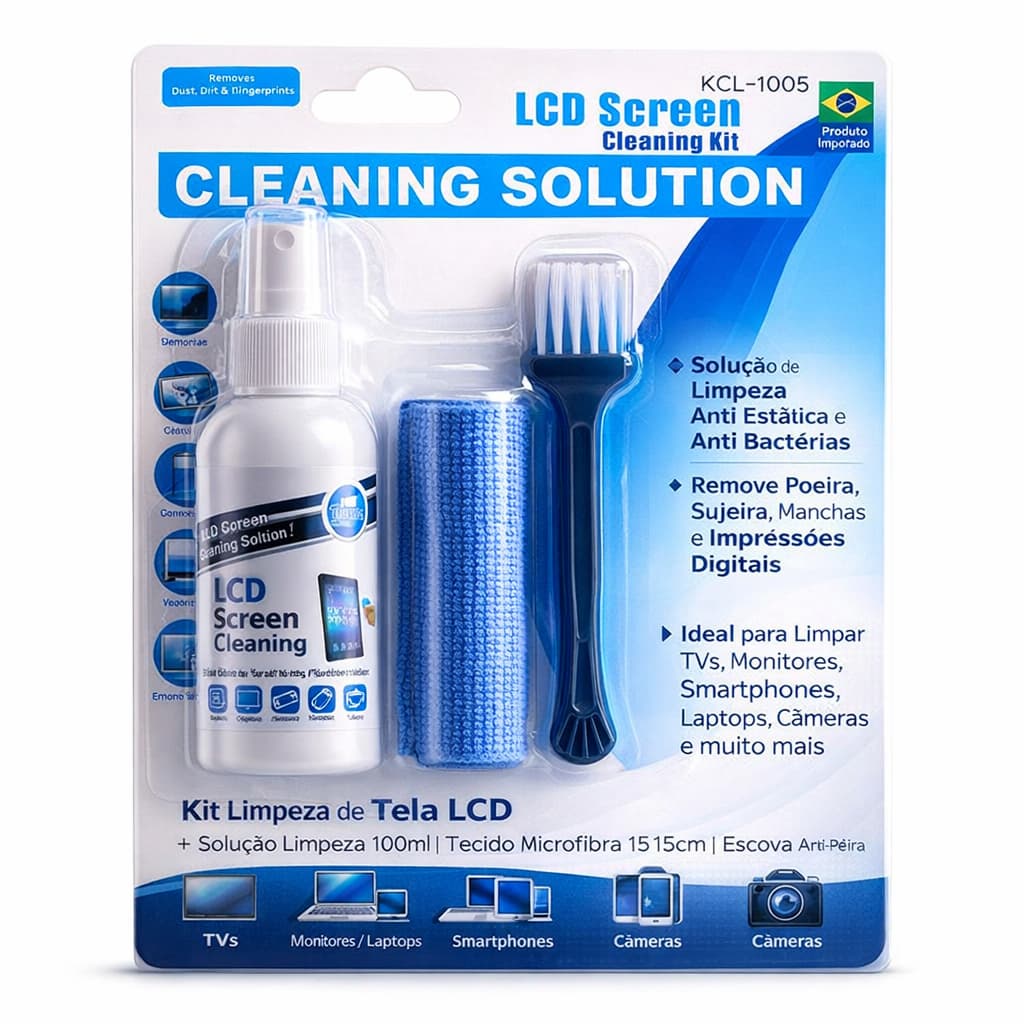 Kit de Limpeza 100ML para Tela LCD KCL-1005 Limpa Telas sem Manchar Celular Tablet Monitor