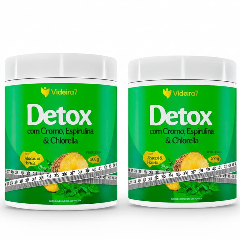 Kit 2un Detox em Pó , Espirulina E Clorella, Cromo, Cha Verde- 200g