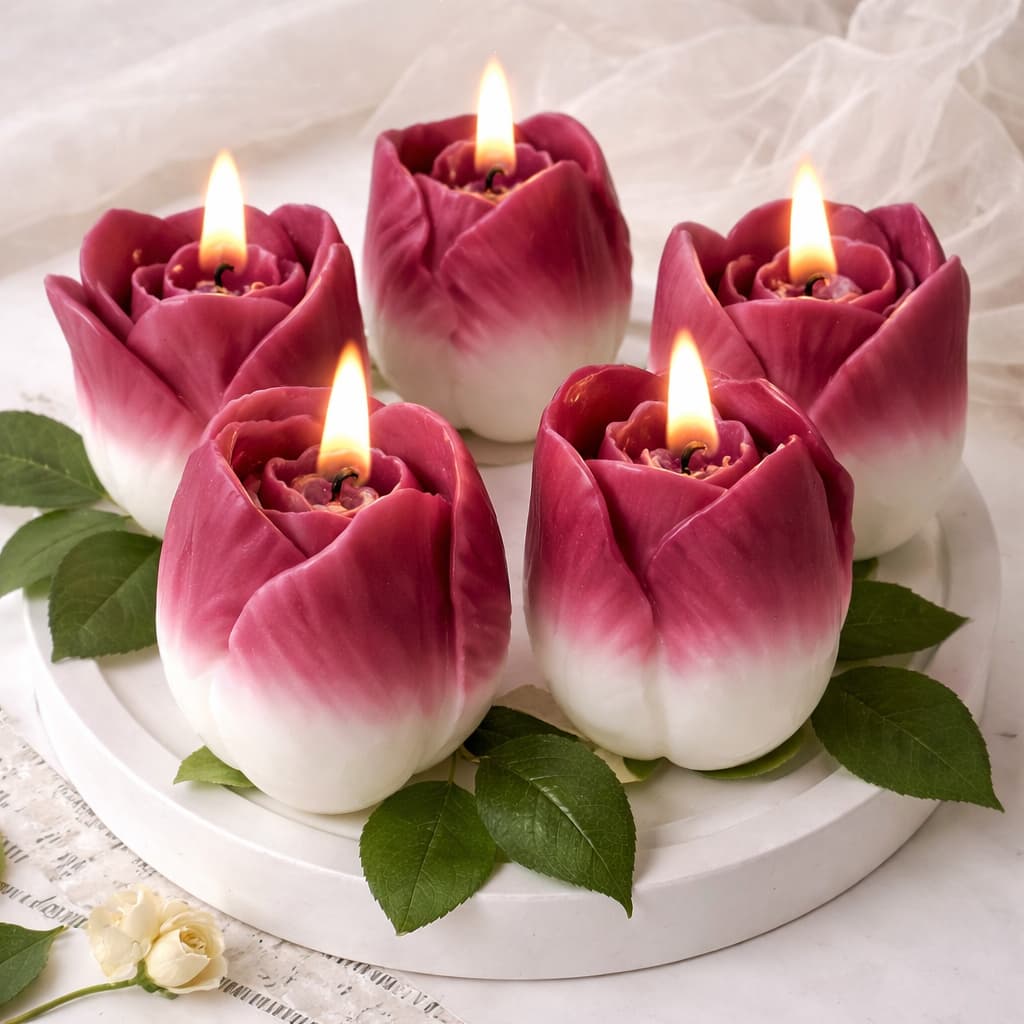 KIT 20 Unidades mini Velas Rosas Tulipa Lembrancinha Casamento