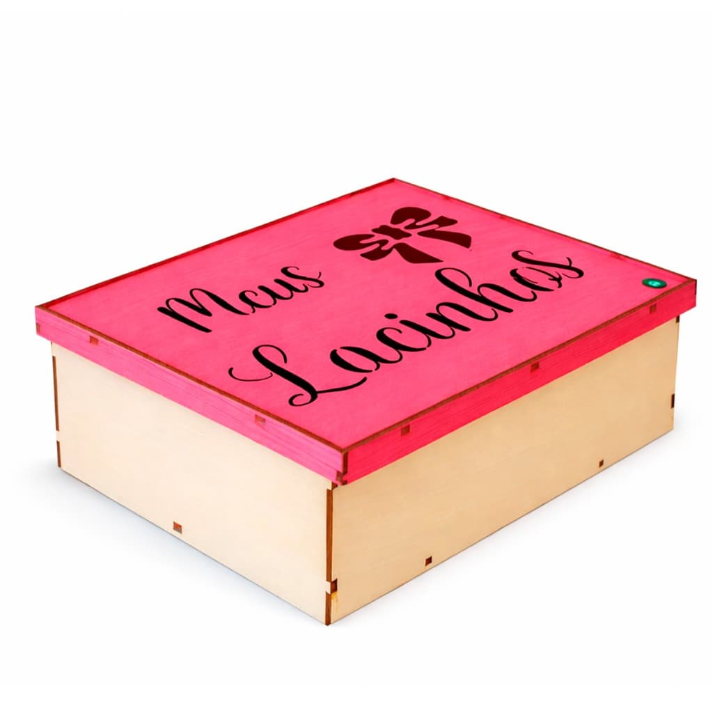 Caixa Organizadora Porta Lacos Tiaras MDF Rosa Infantil Decoracao Quarto Menina Organizador Acessorios Cabelo Presente