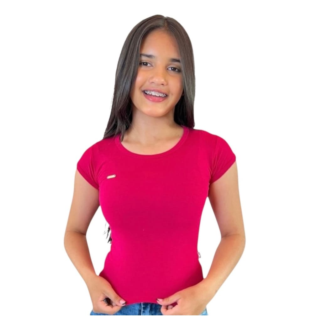 Camiseta Infantil Lisa em Tecido Viscolycra – Ideal para Uniforme Blusas Infantil para Meninas