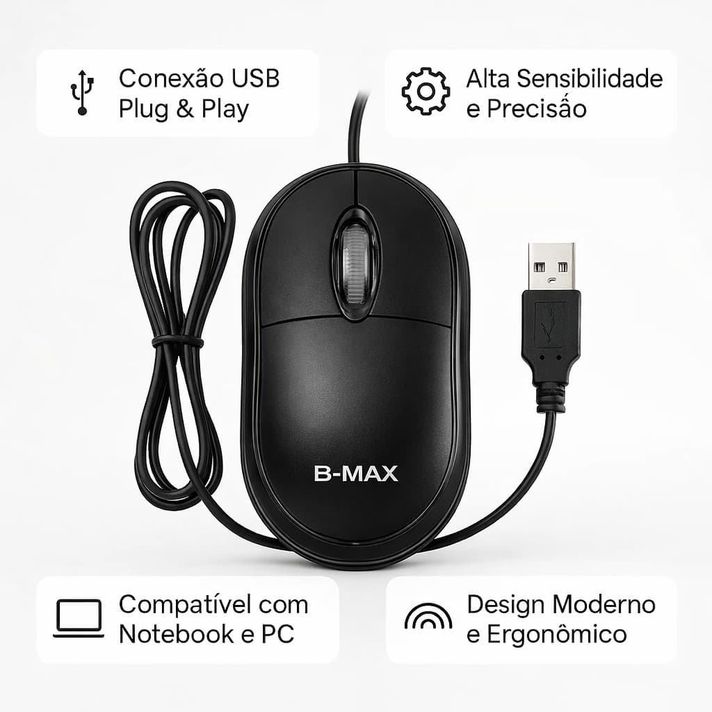 Mouse Com Fio Usb Mini Para Notebook Computador Mouse com Base Ergonómica ENVIO IMEDIATO!