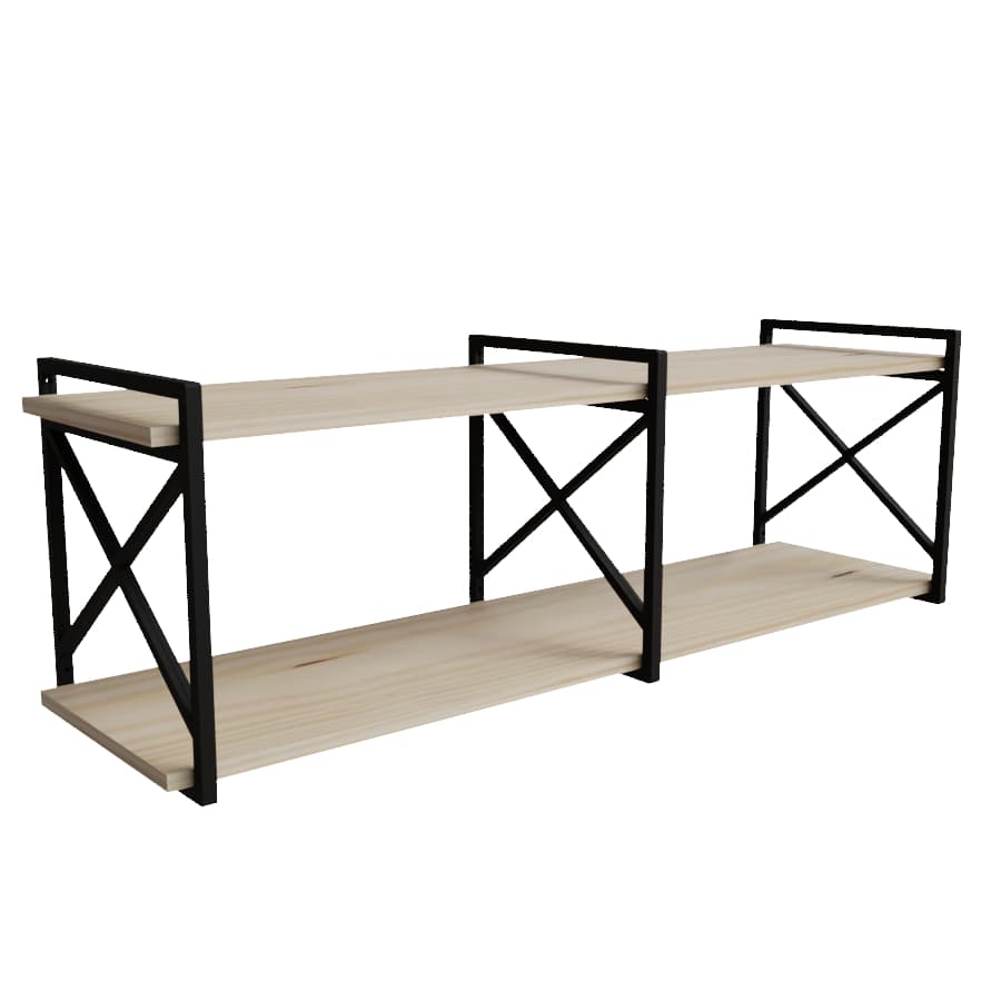 Prateleira estilo industrial 30cm profundidade ate 115cm - Completo c/ Madeiras Pinus