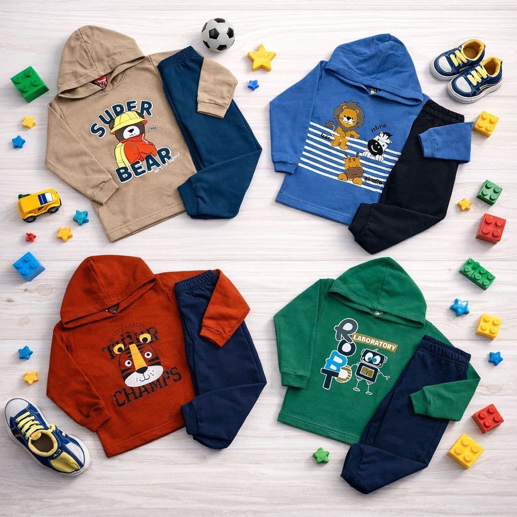 Conjunto De Moletom Com Capuz Menino Tamanho: 1,2,3,4,6,8 Roupas De Inverno/conjunto De Frio