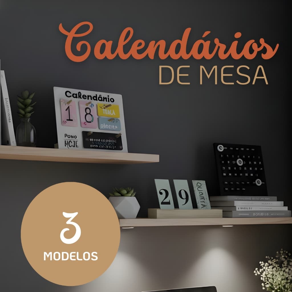 Calendário de Madeira Permanente Mesa Decorativa Home Office Escritório Criativo Elegante Charmoso