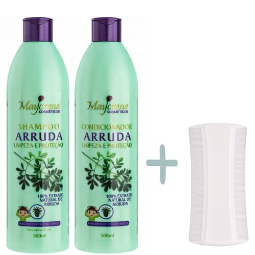 Shampoo + Cond Arruda com Pente Fino Prevenção de Coceira Piolho Caspa Lêndea - Limpeza Profunda a Pronta Entrega