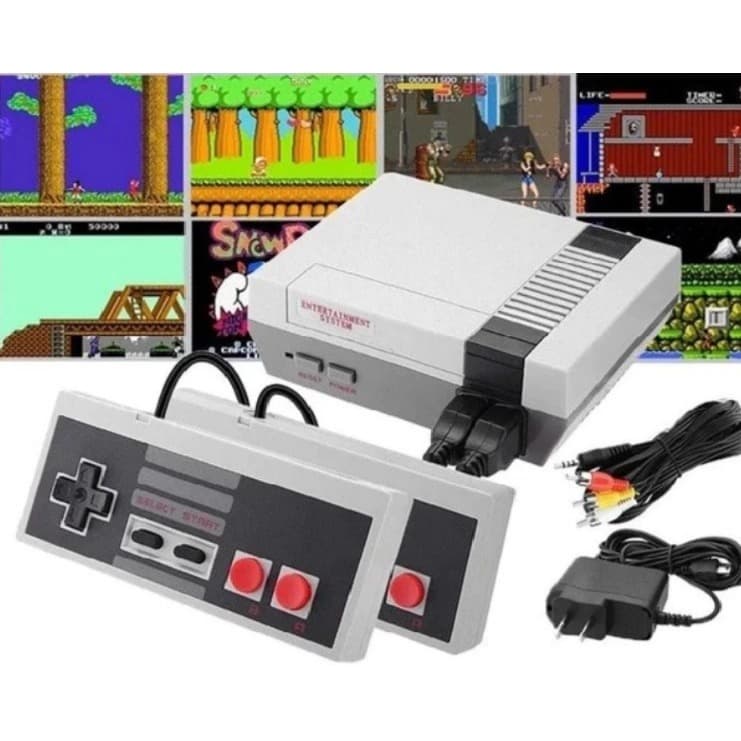 Video game mini 620 jogos retro, portátil console super clássicos emulador para tv com 2 controles, jogos antigos retro