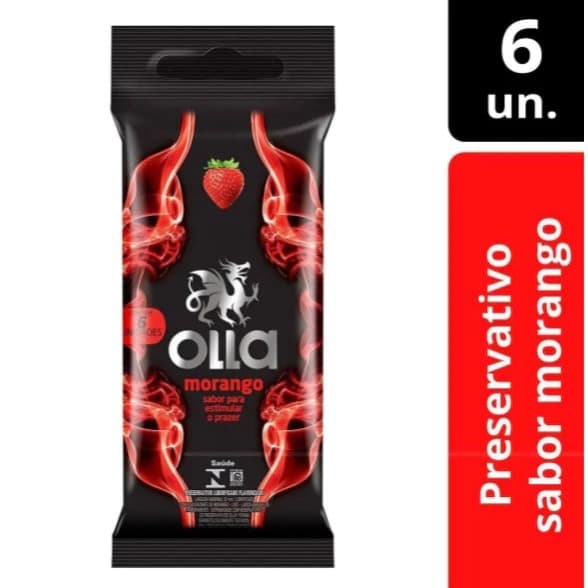 Camisinha Olla Morango 6 Unidades | Preservativo com Sabor e Aroma Lubrificado para Mais Prazer