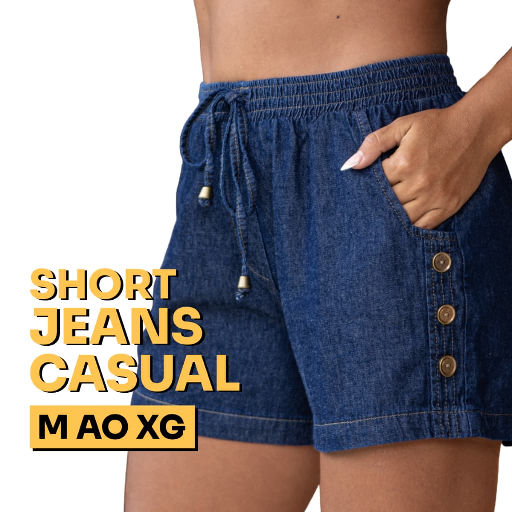 Short Feminino Jeans Casual Com Elástico Cintura Alta Conforto Estilo Ajuste Perfeito