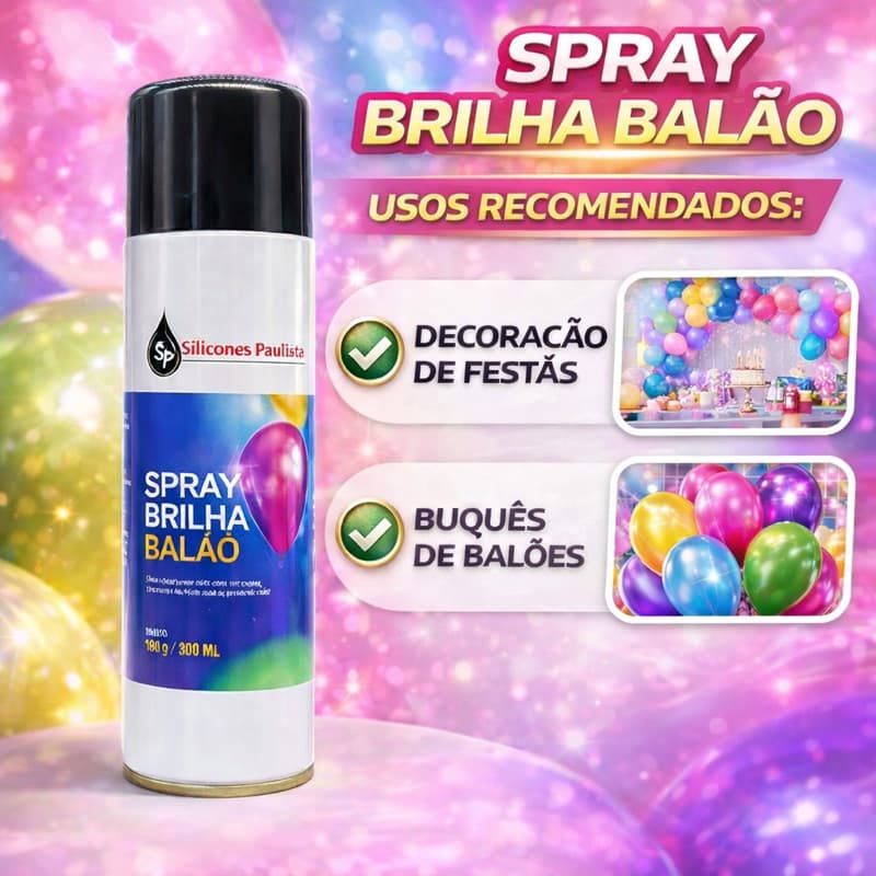 1 unidade Spray Brilha Balão Bexiga Latéx Metalizado 300ml Dê Brilho Aos Balões