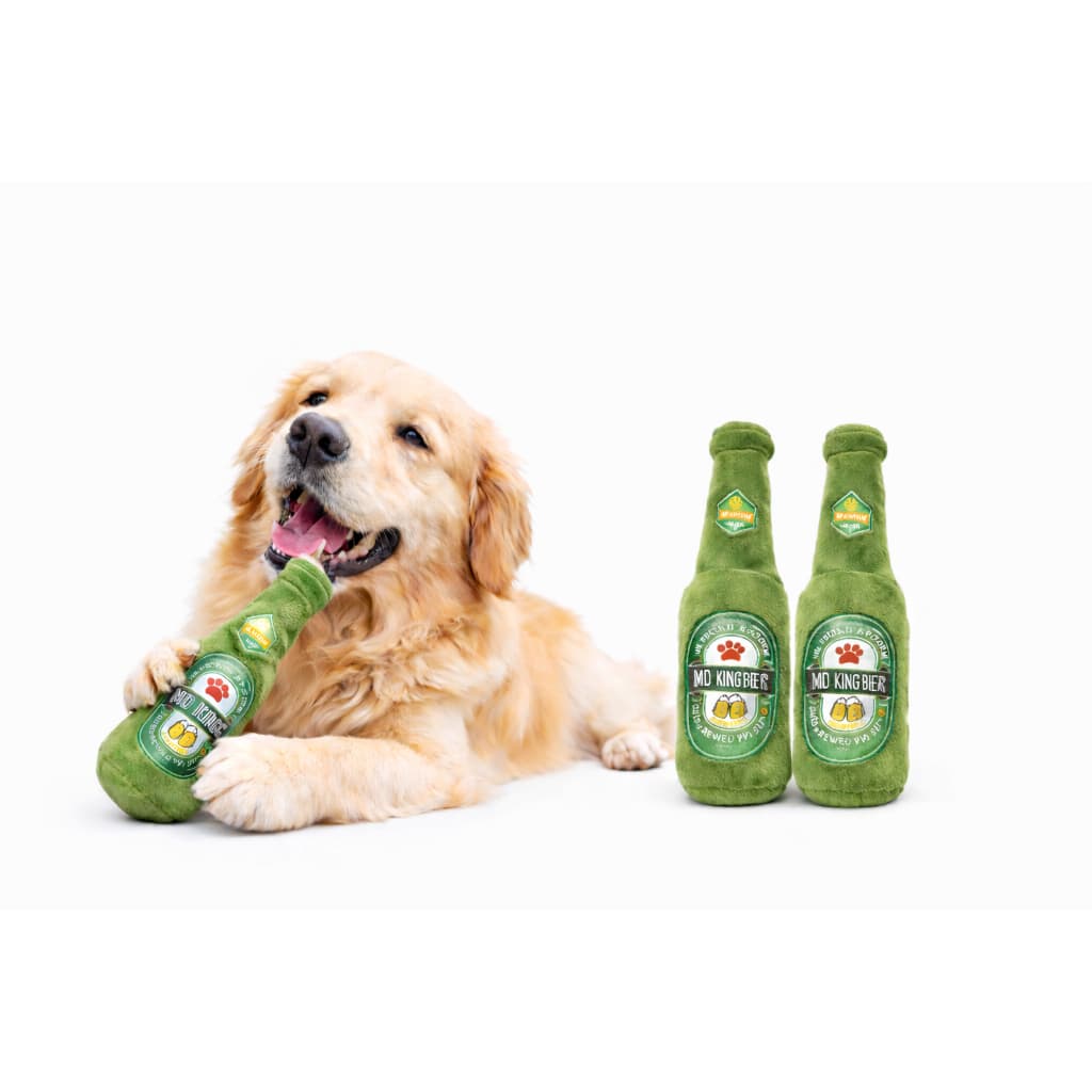 Brinquedo de pelúcia garrafa de cerveja para cães - com apito divertido