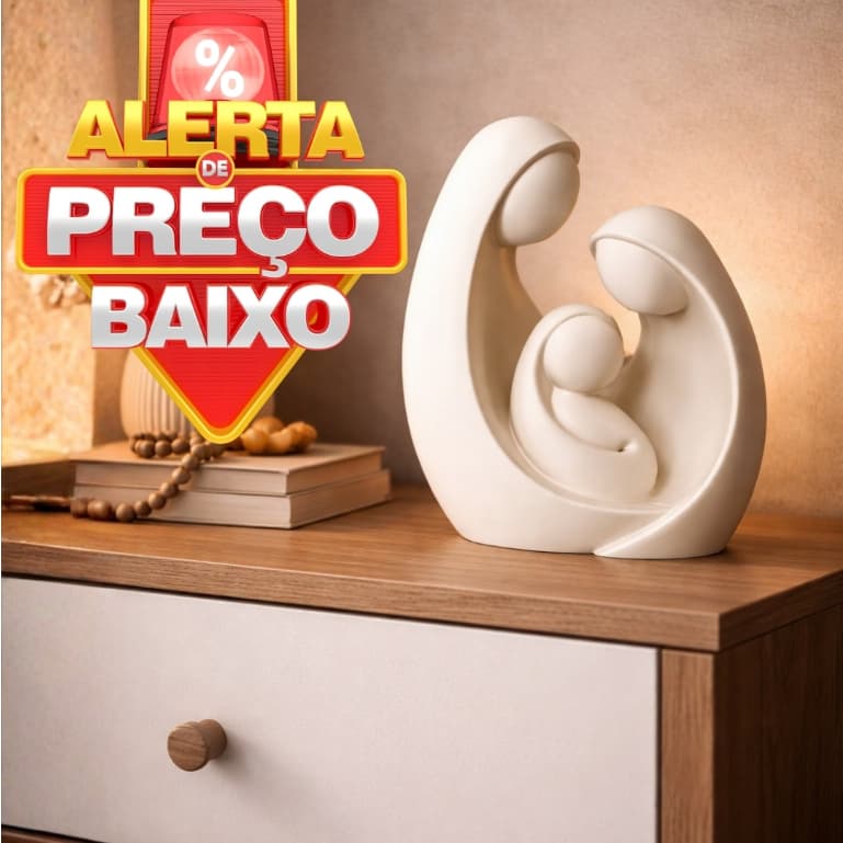 Escultura Sagrada Família Decorativa Pai Mãe e Filho Enfeite Religioso Moderno para Sala Quarto