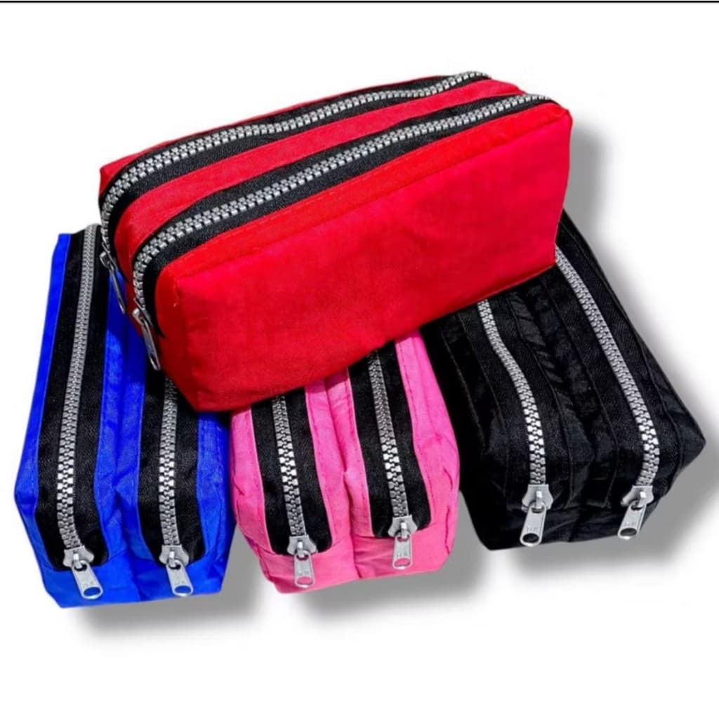 Estojo Tactel Unissex 2 Ziper Escolar Reforçado