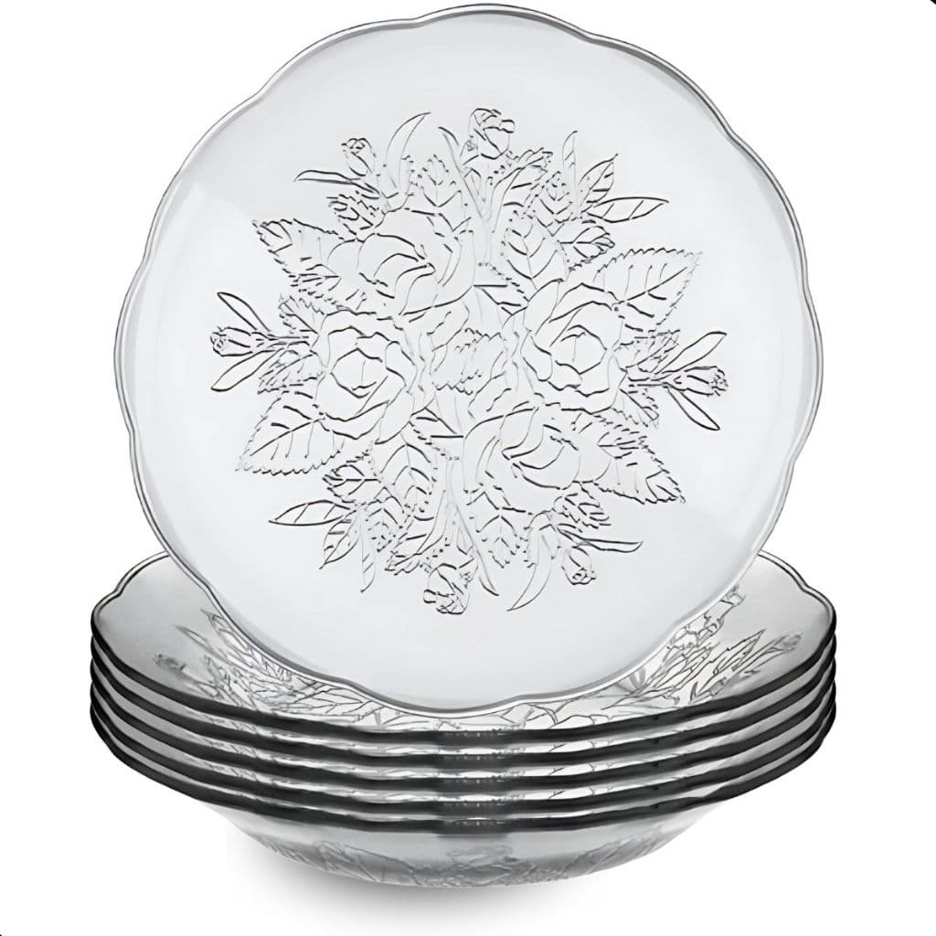 Jogo De Pratos Fundos Kit 6 ou 12 Peças Em Vidro Almoço E Jantar