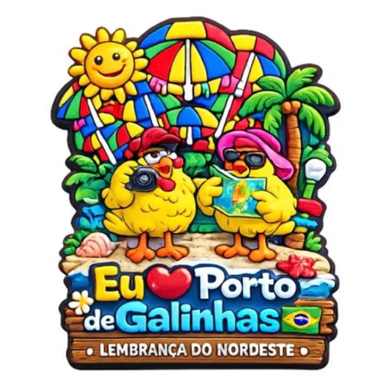 Imãs de Geladeira Porto de Galinhas - Lembrança Turística em MDF