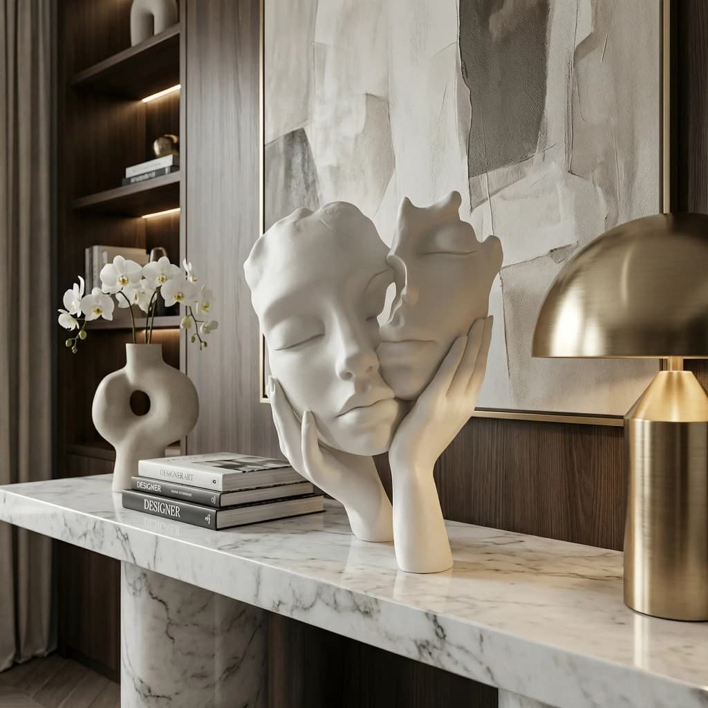 Escultura Faces Abstratas Design Moderno Arte Decorativa