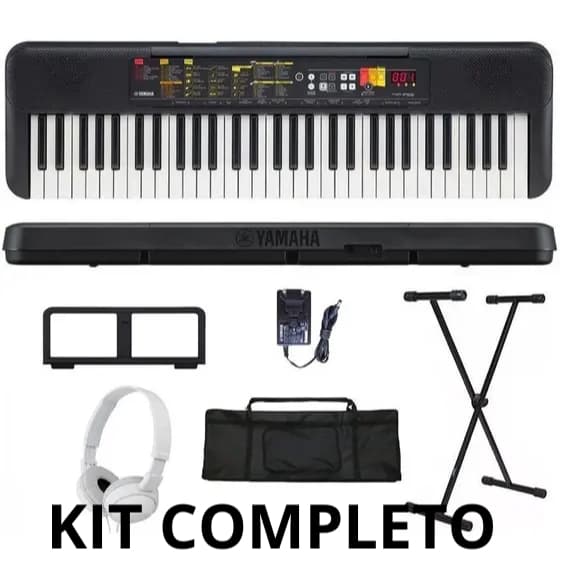kit teclado musical f52 yamaha capa suporte fone