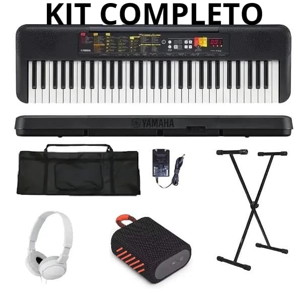 KIT Teclado Musical F52 Yamaha Capa Suporte Fone Caixinha