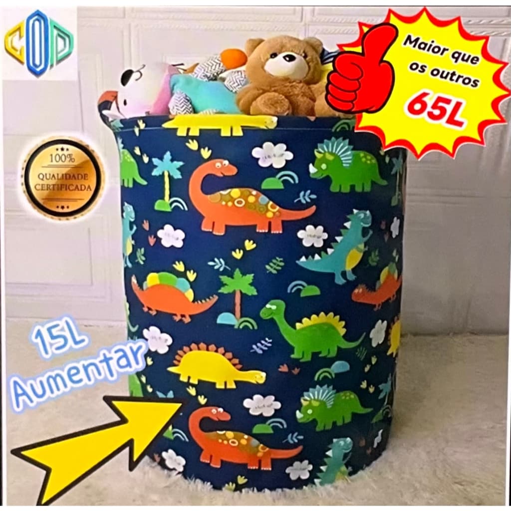 CESTO ORGANIZADOR MULTIUSO DOBRAVEL PROVA D'ÁGUA P/ ROUPA SUJA BRINQUEDOS