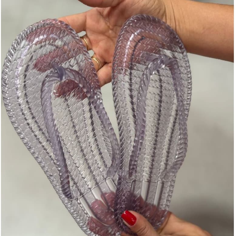 Chinelo Feminino Rasteira Trançado Sandália Jelly Feminino Transparente Confortável Tendencia Verão Estiloso