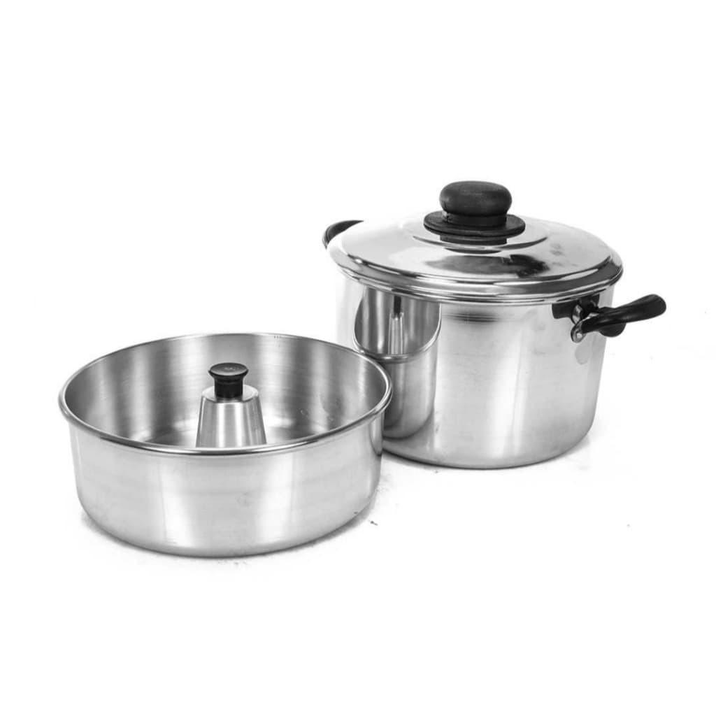 Kit Banho Maria Panela com Forma de Pudim 2 Peças em Alumínio Reforçado PREMIUM Resistente