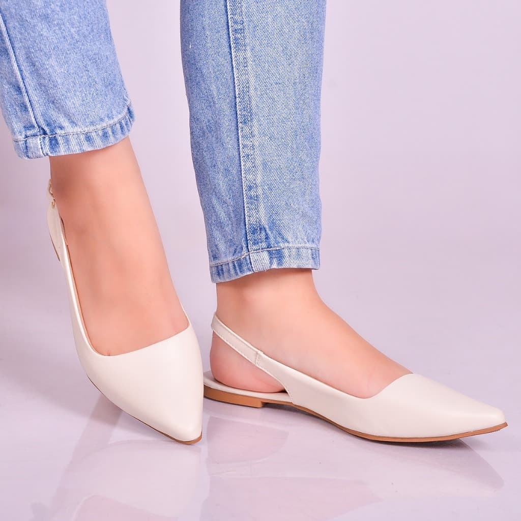 Sapatilha Feminina Slingback Bico Fino Rasteira Confortavel Elegante