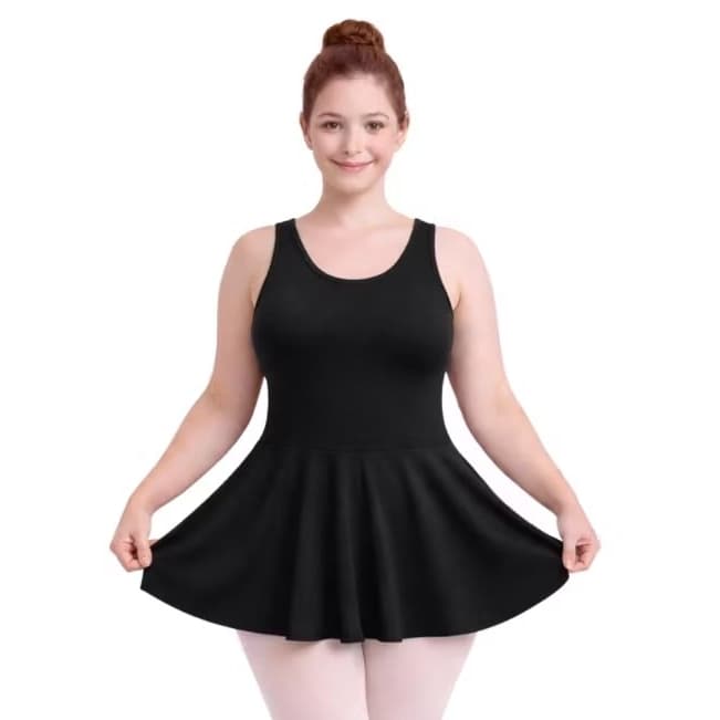 Collant Adulto Ballet com Saia Acoplada Regata/ Em Suplex Confortável