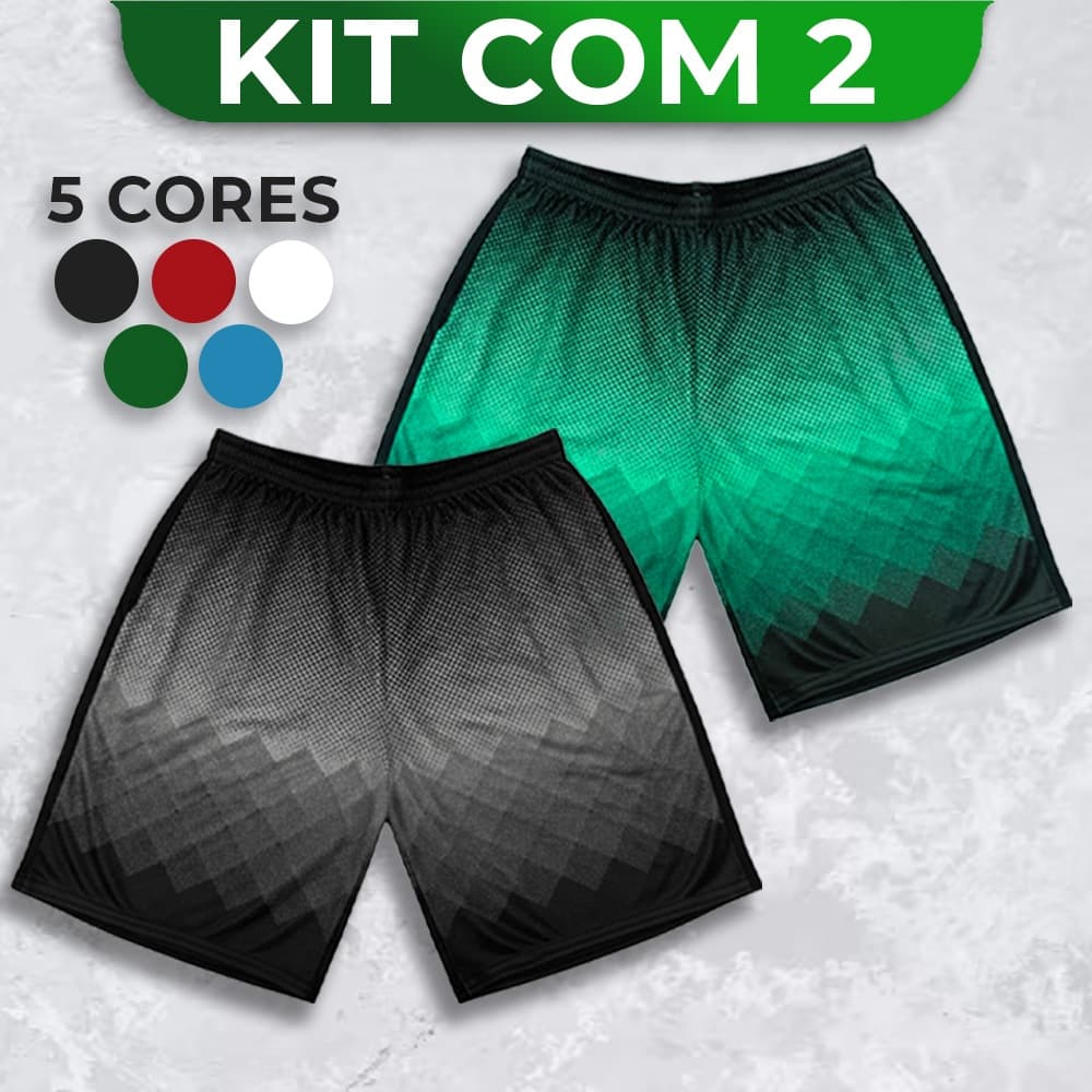 KIT 2 Bermudas Short Dry fit Futebol Corrida Masculino Calção Leve Esportes Academia Treino Verão