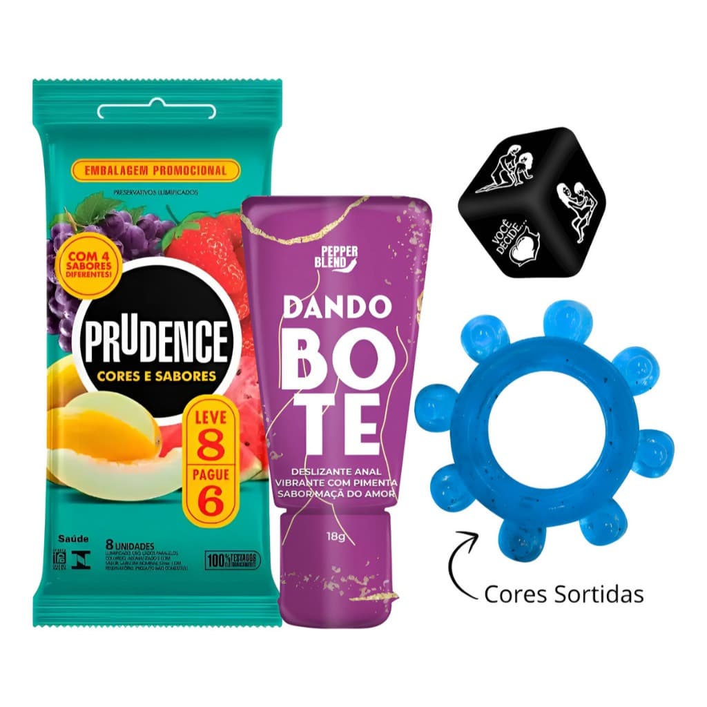 Kit Preservativo Prudence Cores e Sabores + Hot - Camisinha com Sabor e Estimulante - Kit Prazer