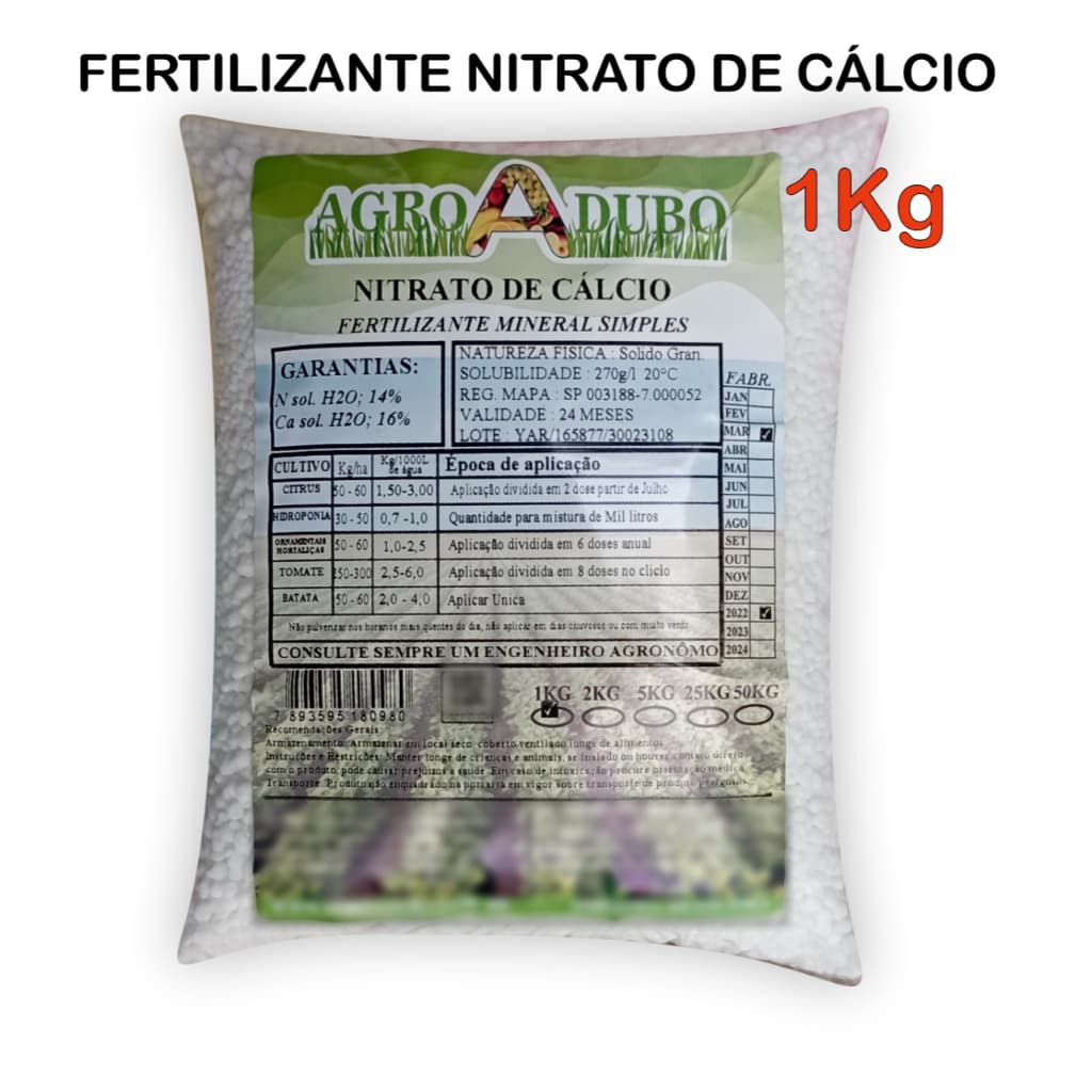 Fertilizante Nitrato De Calcio 1Kg Ferti Adubo Hidroponia