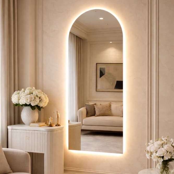 Espelho Oval com LED 50x120 Decorativo Luxo Parede para Sala Quarto Hall